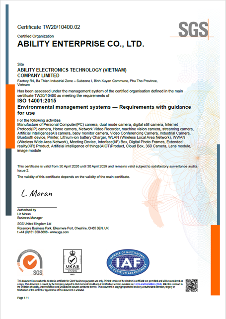 ISO14001_2015 環境管理系統 證書(北越佳智)