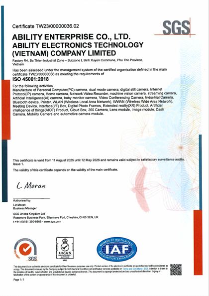 ISO45001_2018 職業安全衛生管理系統 證書(北越佳智)